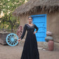 Lorenvalley Black Rayon Fabric With Real Mirror Work Gown | Swadesiicart