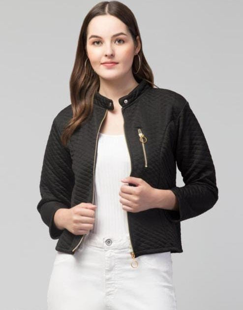 PAVONINE Black Color Burfi-Design Zipper Jacket For Girls | Swadesiicart
