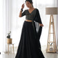 Lorenvalley Black Faux Georgette Plain Micro Cotton Full Inner with Canvas Patta Double Lining Lehenga Choli | Swadesiicart