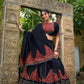 Lorenvalley Black Pure Cotton Plain With Printed And Paper Mirror Work Lace Lehenga Choli | Swadesiicart