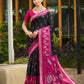 Anaita Black Soft Silk Saree With Floral Printed Work With Blouse