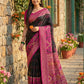 Anaita Black Pochampally Printed Saree With Blouse