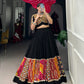 Lorenvalley Black Pure Rayon with Plain And Printed With Original Mirror Gamthi Work And Lace Touch Up Lehenga Choli | Swadesiicart