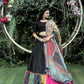 Lorenvalley Black Premium Rayon Lehenga with Choli with Digital Printed with Gotta Patti Lace Border Dupatta Set | Swadesiicart