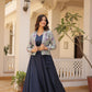 Lorenvalley Black Premium Chinnon Lehenga Choli with Jacquard Woven Design Koti | Swadesiicart