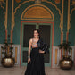 Lorenvalley Black Rayon Fabric with Designer Lace Gown | Swadesiicart