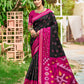 Anaita Black Soft Silk Saree With Floral Printed Work With Blouse