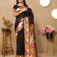 Lorenvalley Fashion Black Soft Paithani Silk Woven Design Rich Zari Meenakari Weaving Saree - Swadesiicart