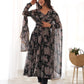 Lorenvalley Pure Faux Georgette Multi Floral Print Fully Flared Anarkali Pant With Dupatta Set - Black | Swadesiicart