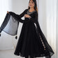 Lorenvalley Black Faux Georgette Fancy Embroidery Beads And Jari Work Anarkali Kurta Palazzo With Dupatta Set | Swadesiicart