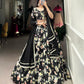 Lorenvalley Black Tussar Silk Floral Printed Lehenga Choli | Swadesiicart