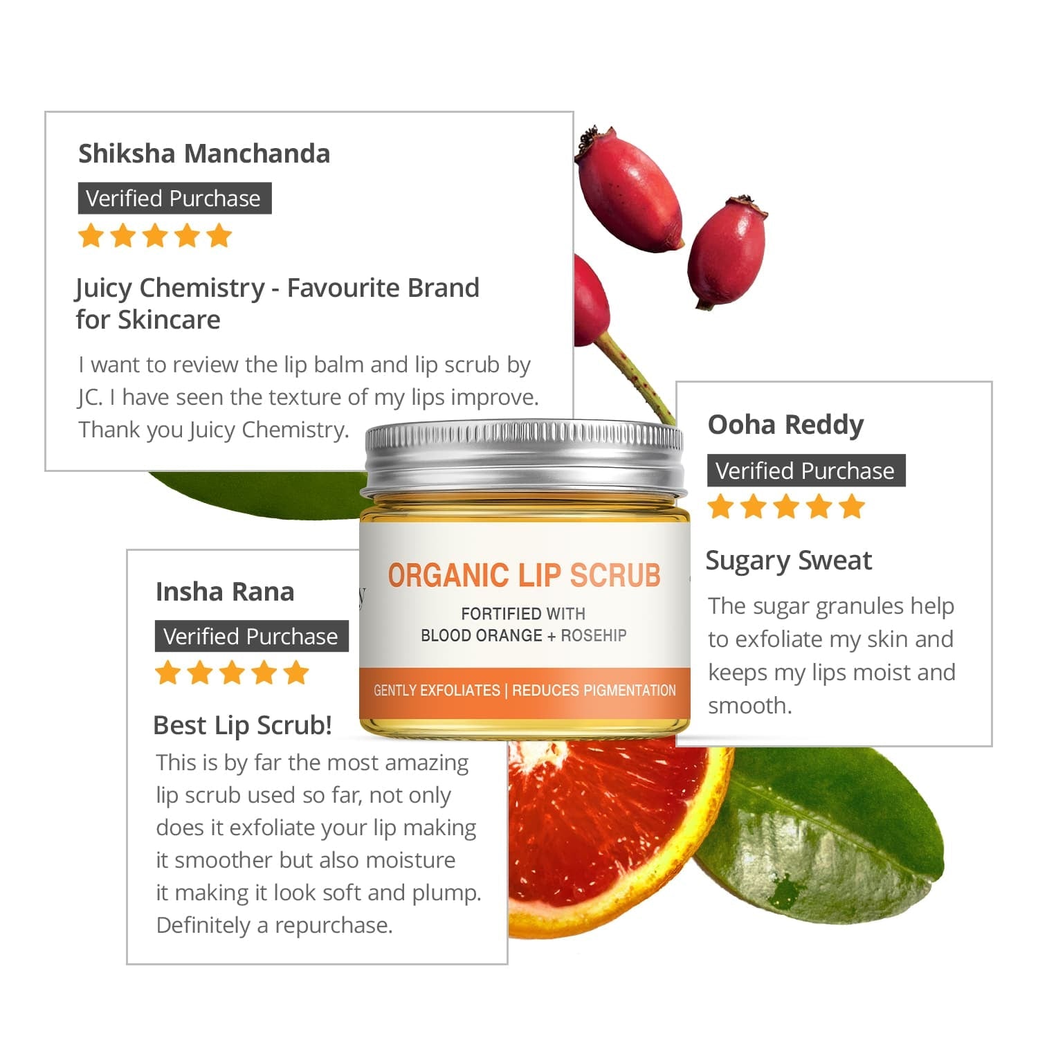 Organic Lip Scrub Fortified with Blood Orange + Rosehip