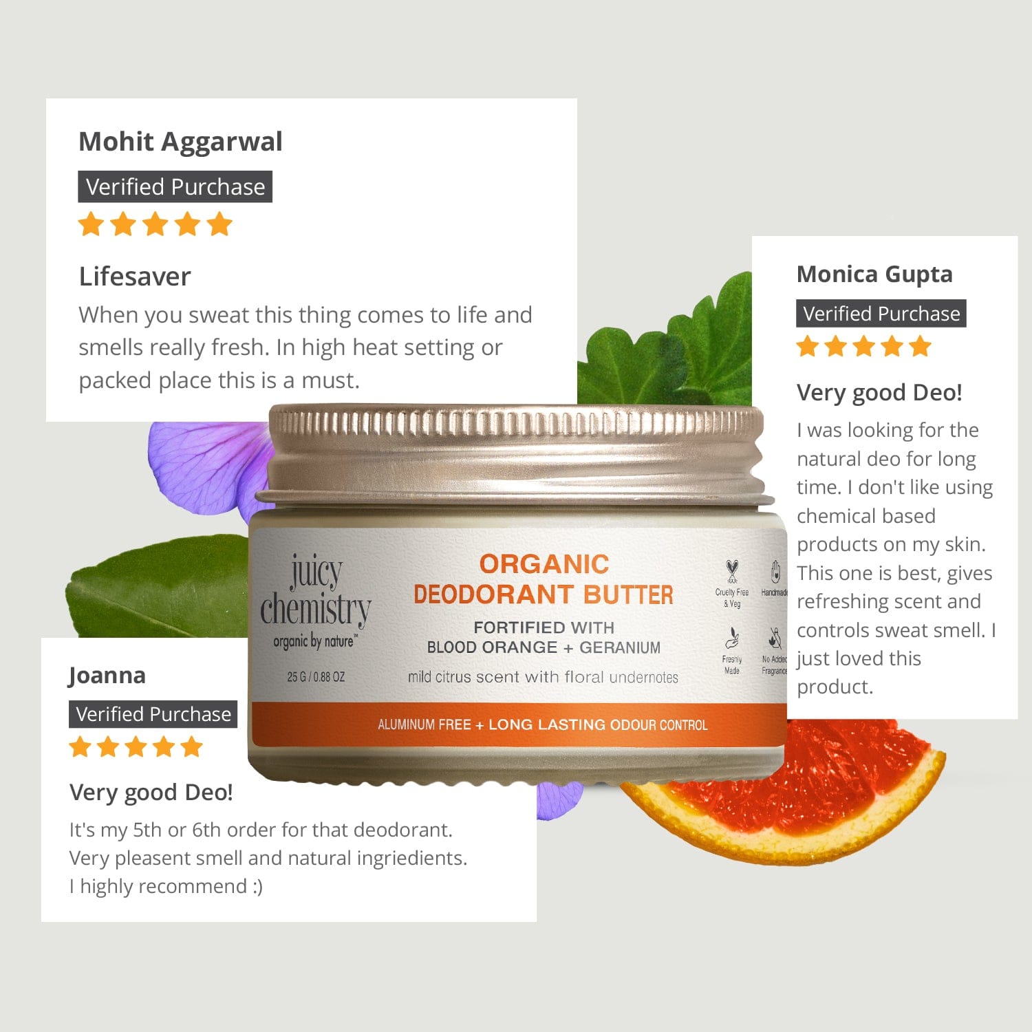Organic Deodorant Fortified with Blood Orange + Geranium