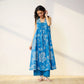 Pimu Women Floral Printed Pleated Pure Cotton Kurta with Palazzos-Blue - Swadesiicart