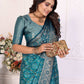 Anaita Blue Soft Satin Silk Bandhej Print Saree With Kanchi Zari Weaving Border