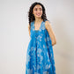 Pimu Women Floral Printed Pleated Pure Cotton Kurta with Palazzos-Blue - Swadesiicart