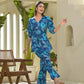 Yufta Blue Cotton Ethnic Motifs Print Co-Ord Set - Swadesiicart
