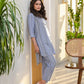 Yufta Blue Cotton Striped Print Co-Ord Set - Swadesiicart