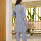 Yufta Blue Cotton Striped Print Co-Ord Set - Swadesiicart