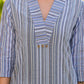 Yufta Blue Cotton Striped Print Co-Ord Set - Swadesiicart