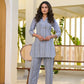 Yufta Blue Cotton Striped Print Co-Ord Set - Swadesiicart