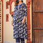 Yufta Blue Embroidered shrug Crop top co ord set - Swadesiicart