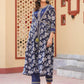 Yufta Blue Embroidered shrug Crop top co ord set - Swadesiicart