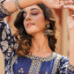 Yufta Blue Embroidered shrug Crop top co ord set - Swadesiicart