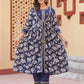 Yufta Blue Embroidered shrug Crop top co ord set - Swadesiicart