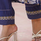 Yufta Blue Embroidered shrug Crop top co ord set - Swadesiicart