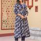 Yufta Blue Embroidered shrug Crop top co ord set - Swadesiicart