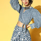 Yufta Blue & White Printed Co-ord Set - Swadesiicart