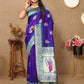 Lorenvalley Fashion Blue Soft Paithani Silk Woven Design Rich Meenakari Zari Weaving Pallu Saree - Swadesiicart