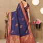 Lorenvalley Fashion Blue Soft Silk Copper Zari weaving Design Saree - Swadesiicart