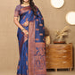 Lorenvalley Fashion Blue Soft Katan Silk Woven Design Copper Zari Weaving Saree - Swadesiicart