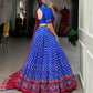 Lorenvalley Blue Tussar Silk Lehenga Leheriya Patola Print Border With Choli Bandhej Print With Bandhej Print Gotta Patti Lace Border Dupatta | Swadesiicart