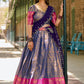 Lorenvalley Blue Kanjivaram Silk Zari Weaving Lehenga Choli with Dupatta | Swadesiicart