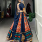 Lorenvalley Blue Rayon and Printed Silk with Plain And Printed With Original Mirror Gamthi Work And Gamthi Patch Work Lehenga Choli | Swadesiicart