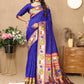 Lorenvalley Fashion Blue Soft Paithani Silk Woven Design Rich Zari Meenakari Weaving Saree - Swadesiicart