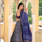 Lorenvalley Blue Tussar Silk Ikkat Print With Foil Work Lehenga Choli with Dupatta | Swadesiicart