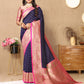 Lorenvalley Fashion Blue Soft Silk weaving Design Rich Zari Weaving Saree - Swadesiicart
