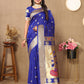 Lorenvalley Fashion Blue Soft Paithani Silk Woven Design Rich Zari Meenakari Weaving Saree - Swadesiicart