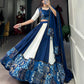 Lorenvalley Blue Pure Rayon with Plain And Printed With Paper Mirror Work Lace And Gota Patti Touch Up Lehenga Choli | Swadesiicart