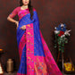 Lorenvalley Fashion Blue Soft Paithani Silk Woven Design Rich Zari Meenakari Weaving Saree - Swadesiicart