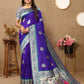 Lorenvalley Fashion Blue Soft Paithani Silk Woven Design Rich Meenakari Zari Weaving Pallu Saree - Swadesiicart