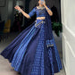 Lorenvalley Blue Pure Cotton Chaniya Choli Adorned With Cowrie Shells And Paired With A Matching Purse | Swadesiicart