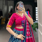 Lorenvalley Black Dola Silk with Printed With Foil Work And Original Mirror Gamthi Lace Touch Up Lehenga Choli | Swadesiicart