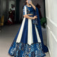 Lorenvalley Blue Pure Rayon with Plain And Printed With Paper Mirror Work Lace And Gota Patti Touch Up Lehenga Choli | Swadesiicart