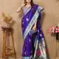 Lorenvalley Fashion Blue Soft Paithani Silk Woven Design Rich Meenakari Zari Weaving Pallu Saree - Swadesiicart