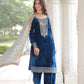Lorenvalley Fashion Blue Velvet with Rich Sequins & Zari Embroidered work Kurta Pant with Dupatta - Swadesiicart